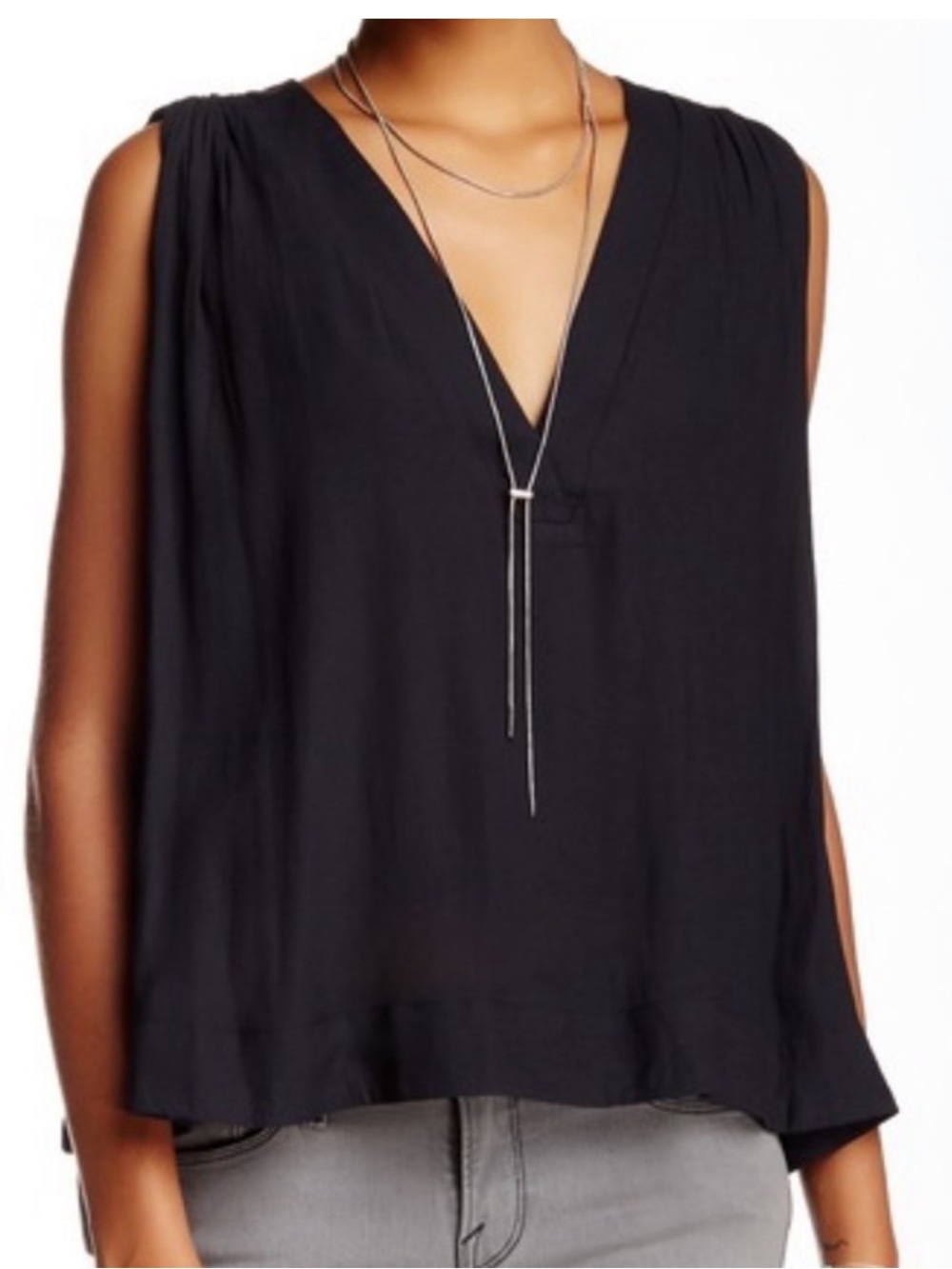 Free People Darcy Super V Tank in Black